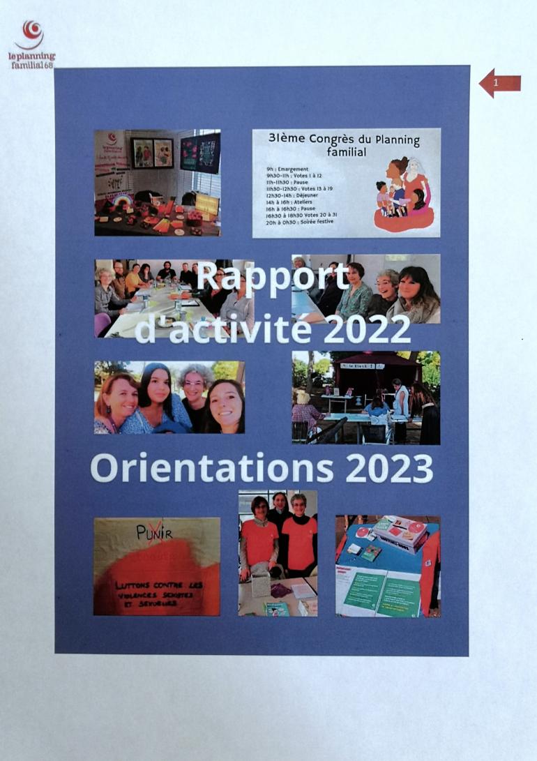 Page de garde rapport d'activité 2022