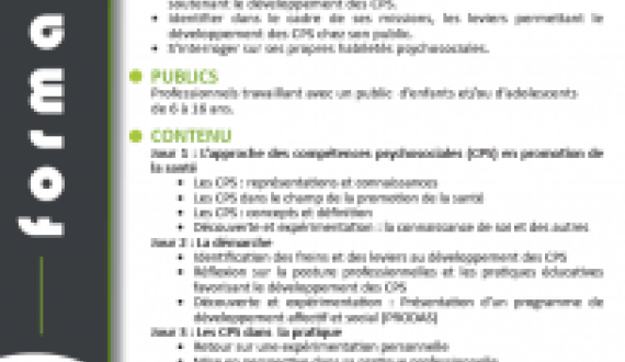 Formation CPS (Compétences Psychosociales) 
