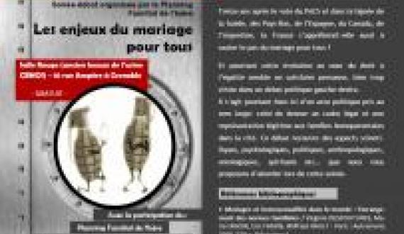 Rencontres et controverses sur le Mariage pour Tous, le 22 janvier 2013, de 18h-20h, Salle Rouge