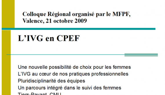 extrait d’un power-point sur l’expérience de l’IVG médicamenteuse au Planning Familial 69