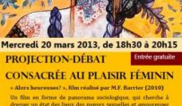 Projection-débat sur le plaisir féminin, le 20 mars 2013 au Planning Familial de l'Isère à Grenoble, de 18h30 à 20h15