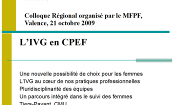 extrait d’un power-point sur l’expérience de l’IVG médicamenteuse au Planning Familial 69