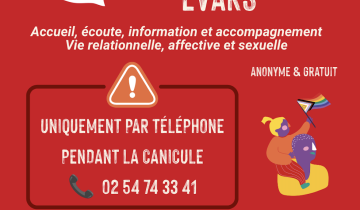 Les permanences d'écoute EVARS du Planning Familial 41 sont maintenues uniquement par téléphone pendant les canicules
